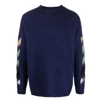 Off-White Hommes SS21 Motif rayé Tricot intarsia Bleu