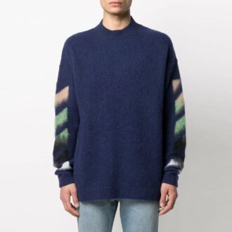 Off-White Hommes SS21 Motif rayé Tricot intarsia Bleu