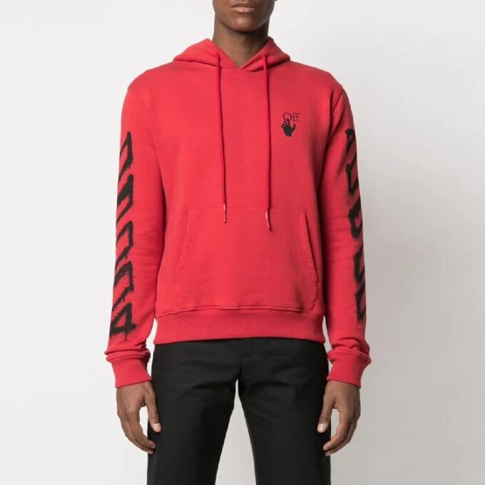 Off-White Hommes SS21 Twill Imprimé Logo Coupe ample Rouge
