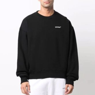 Off-White Hommes SS22 Pull à col rond Imprimé motif Arrows Coupe ample Noir