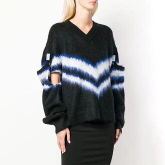 Off-White Manches amovibles Colorblock Col en V Noir