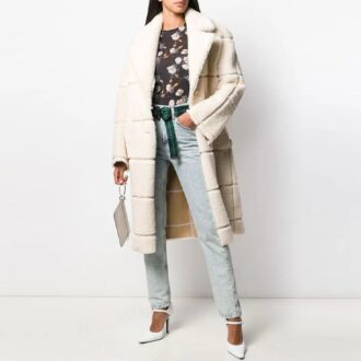 Off-White Manteau uni blanc cassé, coupe ample, blanc crème