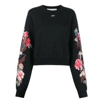 Off-White Pull blanc cassé à imprimé floral noir
