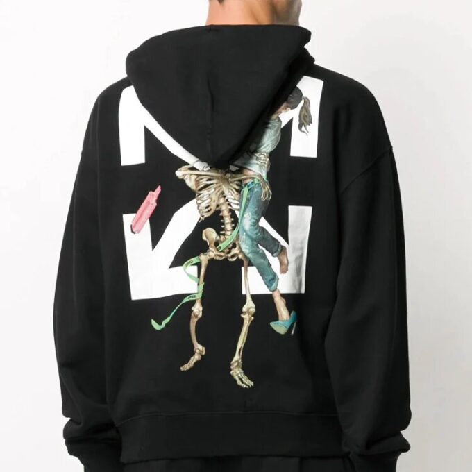 Off-White Pull en coton imprimé Arrows pour homme, noir