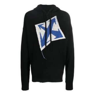 Off-White – Pull en maille imprimé Arrows pour homme, coupe ample, noir, collection automne-hiver 2022