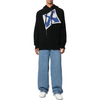 Off-White – Pull en maille imprimé Arrows pour homme, coupe ample, noir, collection automne-hiver 2022