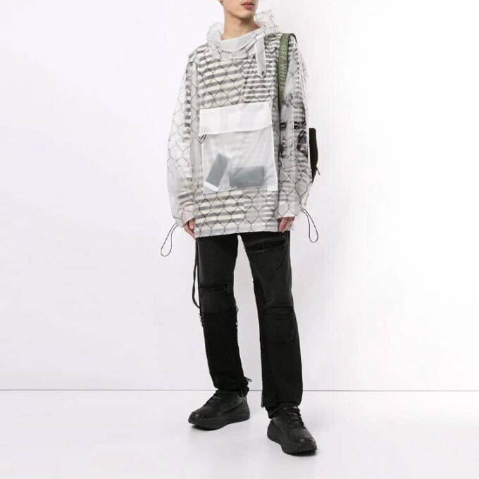Off-White Pull homme à poches transparentes, version standard, blanc