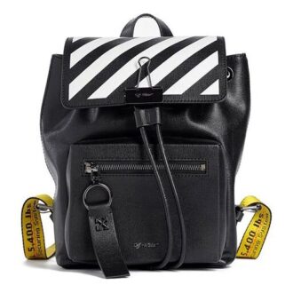 Off-White Sac à dos à bandoulière avec logo rayé Noir