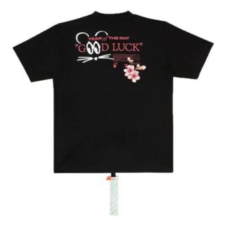 Off-White SS20 Nouvel An Lunar « Year Of The Rat Good Luck » T-shirt à col rond et manches courtes Peach Blossom