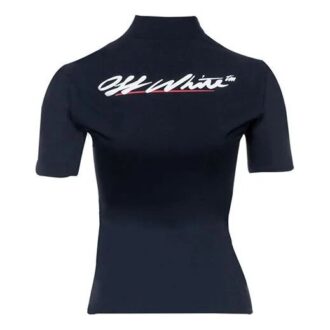 Off-White SS21 Haut à manches courtes et logo imprimé, coupe ajustée, noir Off-White SS21 Haut à manches courtes et logo imprimé, coupe ajustée, noir