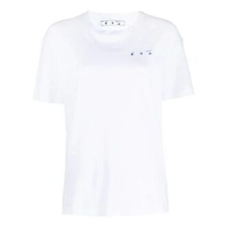 Off-White SS21 T-shirt à manches courtes imprimé floral, coupe ajustée, blanc Off-White SS21 T-shirt à manches courtes imprimé floral, coupe ajustée, blanc