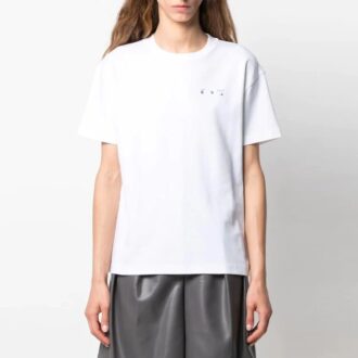 Off-White SS21 T-shirt à manches courtes imprimé floral, coupe ajustée, blanc Off-White SS21 T-shirt à manches courtes imprimé floral, coupe ajustée, blanc