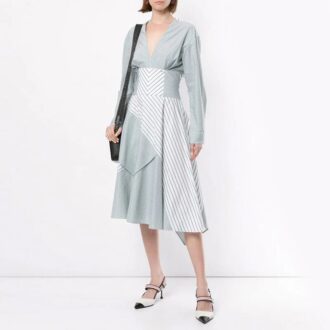 Off-White Stripe Tight Waist Cozy A Creamy White Dress Off-White Stripe Tight Waist Cozy A Creamy White Dress