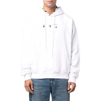 Off-White T-shirt à capuche à manches longues pour homme, collection automne-hiver 2022, blanc