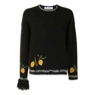 Off-White T-shirt à col rond brodé pour homme, noir Off-White T-shirt à col rond brodé pour homme, noir