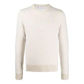 Off-White T-shirt à col rond en maille blanc pour homme Off-White T-shirt à col rond en maille blanc pour homme