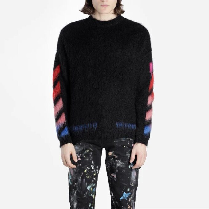 Off-White T-shirt homme à flèche dans le dos, coupe ample, noir