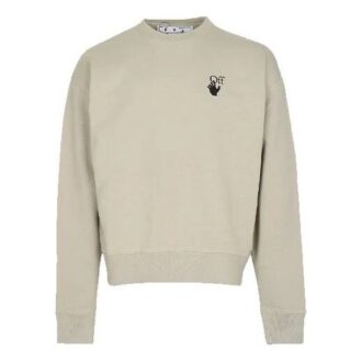 Off-White T-shirt homme à logo Arrows imprimé, col rond, manches longues, kaki