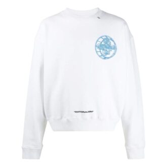 Off-White T-shirt homme SS22 unie à imprimé logo, col rond, version pull, blanc