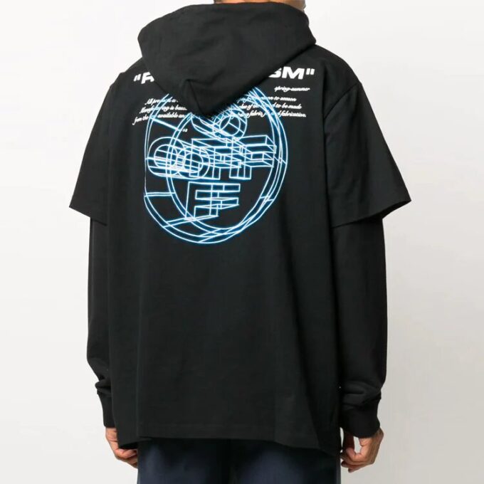 Off-White T-shirt imprimé en coton noir pour homme