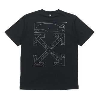 Off-White T-shirt à manches courtes avec motif flèche dans le dos, version standard, noir Off-White T-shirt à manches courtes avec motif flèche dans le dos, version standard, noir
