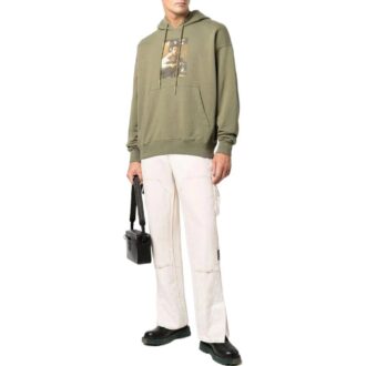Off-White T-shirt à manches longues à capuche imprimé illustration unie pour homme SS22 Vert Off-White T-shirt à manches longues à capuche imprimé illustration unie pour homme SS22 Vert