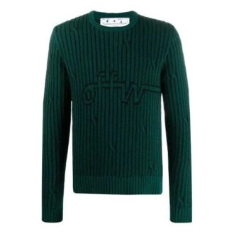 Off-White T-shirt à rayures et logo pour homme, vert Off-White T-shirt à rayures et logo pour homme, vert