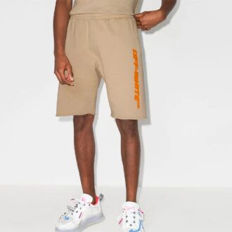 Off-White x Browns 50 Crossover Shorts de sport ample avec logo brodé, version standard, kaki Off-White x Browns 50 Crossover Shorts de sport ample avec logo brodé, version standard, kaki