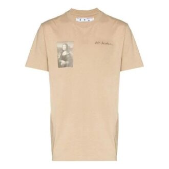 Off-White x Browns 50 T-shirt à col rond ample à manches courtes avec logo imprimé, version standard, beige Off-White x Browns 50 T-shirt à col rond ample à manches courtes avec logo imprimé, version standard, beige