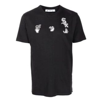 Off-White x New Era x MLB Crossover SS22 T-shirt à manches courtes avec logo imprimé, version standard, noir