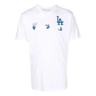 Off-White x New Era x MLB Crossover SS22 T-shirt à manches courtes avec logo LA Dodgers imprimé, version standard, blanc