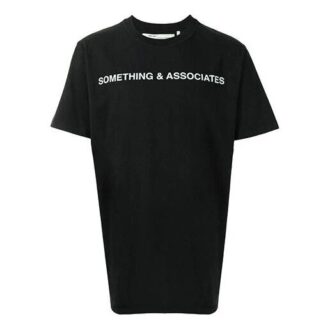 Off-White x Something & Associates T-shirt unisexe à manches courtes avec imprimé alphabétique, version standard, noir