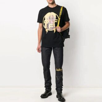 Off-White x Theophilus London T-shirt casual à col rond et Shorts avec imprimé crossover, noir