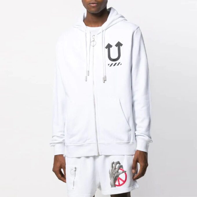 Off-White x UNDERCOVER Crossover Imprimé logo double face Blanc