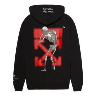 Off-White x UNDERCOVER T-shirt à capuche à manches longues avec imprimé squelette noir