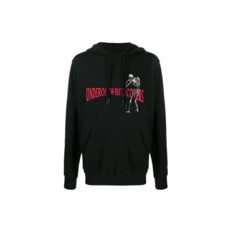 Off-White x UNDERCOVER T-shirt à capuche à manches longues avec imprimé squelette noir