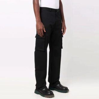 Pantalon cargo casual unie pour homme Off-White FW21, coupe ample, noir