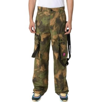 Pantalon cargo décontracté imprimé à motifs Off-White pour homme, collection printemps-été 2022, coupe ample, vert