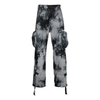 Pantalon cargo décontracté Off-White pour homme FW22 à motif tie-dye et poches 3D, noir
