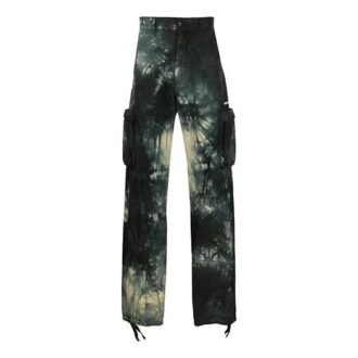 Pantalon cargo décontracté pour homme Off-White à logo et effet tie-dye, coupe ample, noir