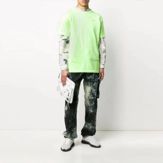 Pantalon cargo décontracté pour homme Off-White à logo et effet tie-dye, coupe ample, noir
