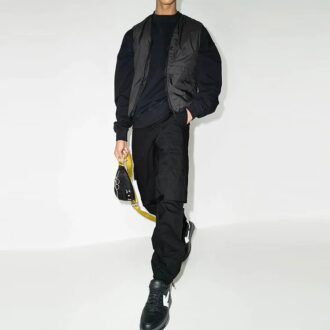 Pantalon cargo décontracté unie avec logo FW21, version standard, noir