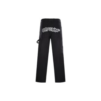 Pantalon cargo droit casual unie Off-White pour homme, collection printemps-été 2022, noir