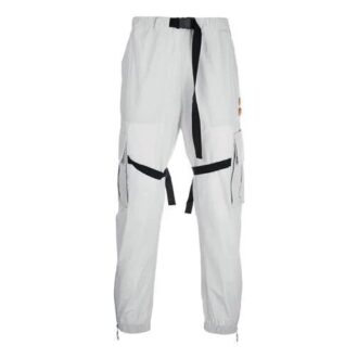 Pantalon cargo imprimé logo Pantalon décontracté fonctionnel gris clair