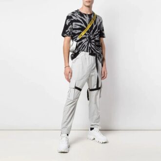 Pantalon cargo imprimé logo Pantalon décontracté fonctionnel gris clair