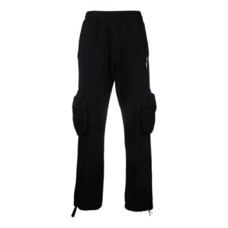 Pantalon cargo long Off-White pour homme FW21 avec logo alphabétique, coupe ample, noir