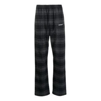Pantalon casual droit à carreaux Off-White pour homme, collection printemps-été 2022, noir