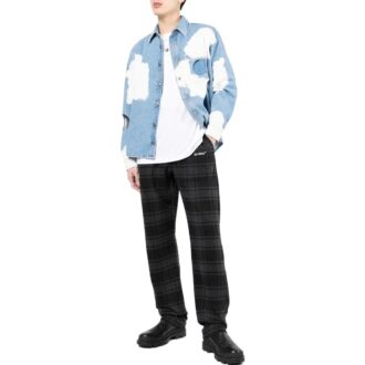 Pantalon casual droit à carreaux Off-White pour homme, collection printemps-été 2022, noir