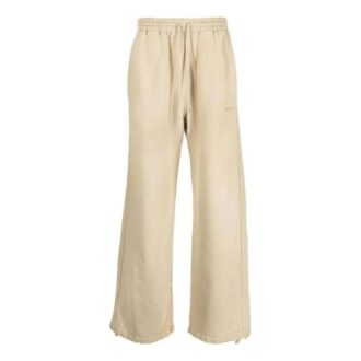 Pantalon casual droit à cordon de serrage et imprimé rayé Off-White pour homme FW22, beige