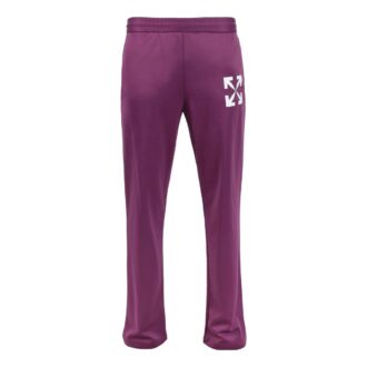 Pantalon casual droit pour homme Off-White SS22, couleur unie, imprimé logo, coupe ample, violet Pantalon casual droit pour homme Off-White SS22, couleur unie, imprimé logo, coupe ample, violet
